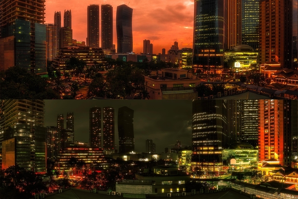 Day and night panoramas of Ortigas Metro Manila 