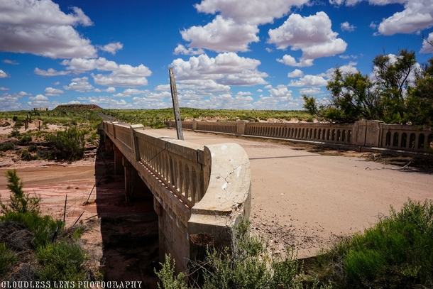 Dead Wash Bridge and Painted Desert Trading Post abandoned stretch of Route  in Arizona 