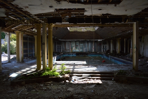 decrepit hotel pool Bournemouth England 