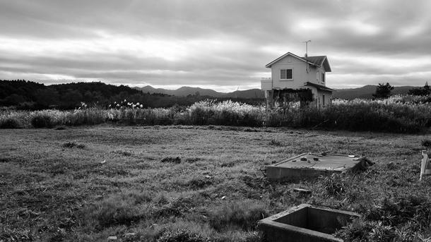 Destroyed and abandoned house Fukushima Japan