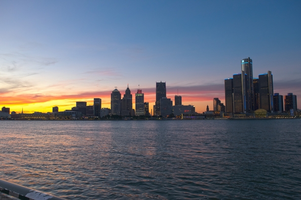 Detroit Skyline at Sunset 