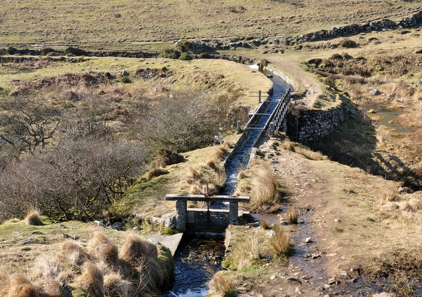 Devonport Leat viaduct over the River Meavy on Dartmoor England 