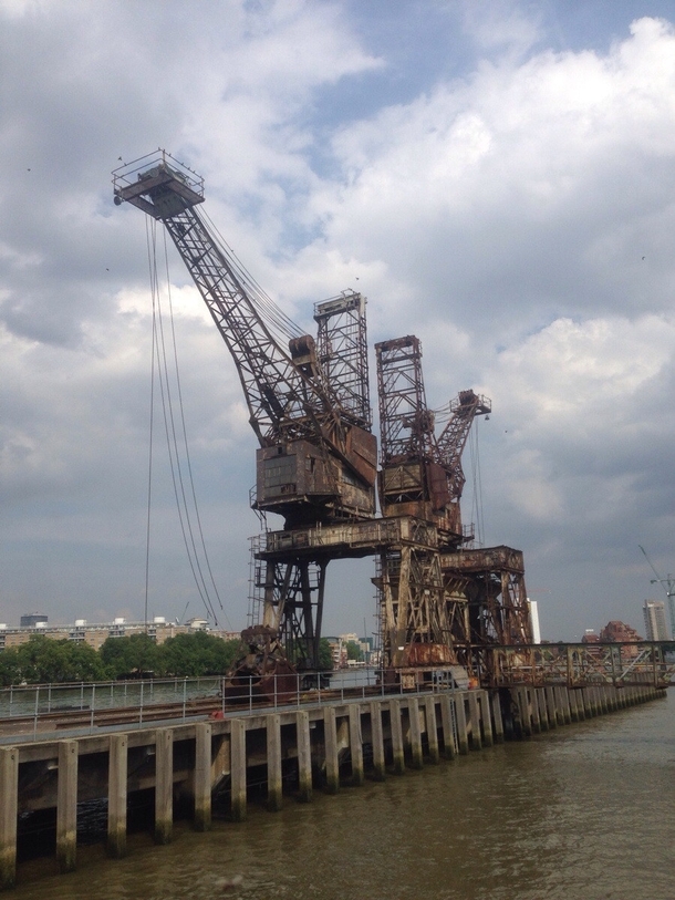 Disused dock cranes in Battersea London x
