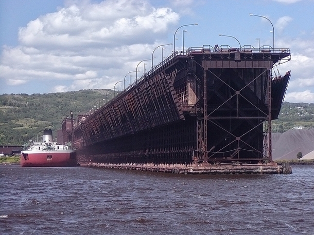 DMampIR ore dock  in Duluth Minnesota Ship loading is MV Roger Blough 