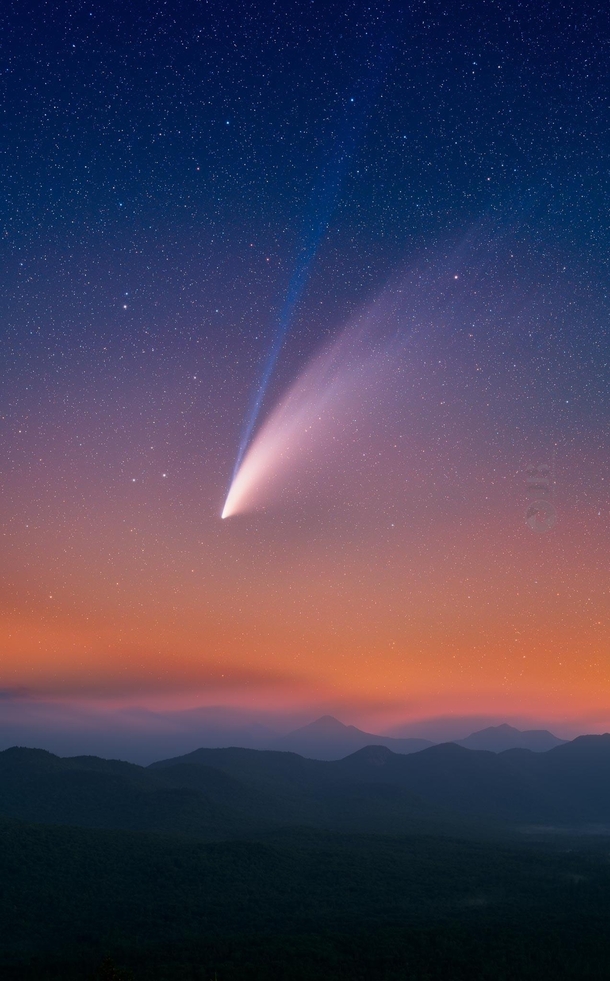 Do you remember Comet Neowise from this past summer Here is a shot I finished processing recently from its peak in July  taken over a landscape in the mountains