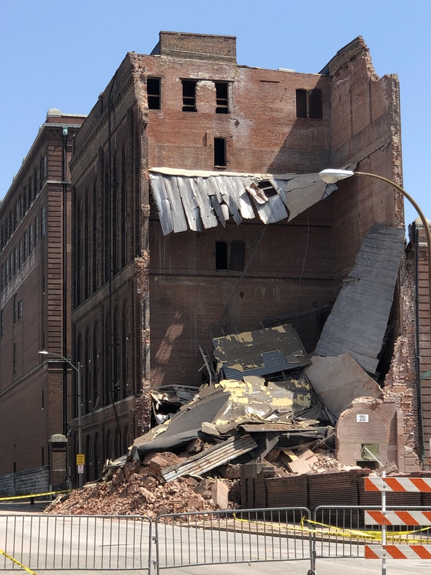 Dont know if this qualifies Wasnt fully abandoned But now it definitely is Old Lemp Brewery in St Louis COLLAPSED