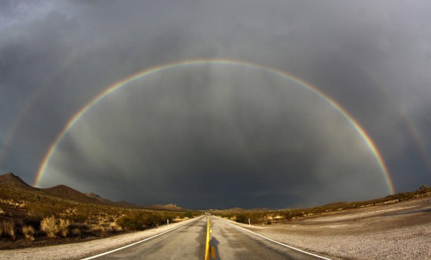 Double rainbow after a heavy monsoon Searchlight Nevada 