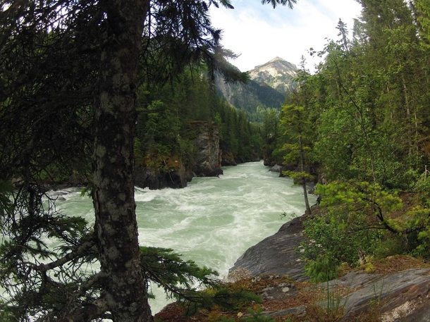 Downriver from Overlander Falls Frasier river Mount Robson Provincial Park British Columbia OC 