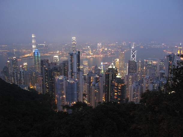 Downtown Hong Kong during dusk taken from Victoria Peak 