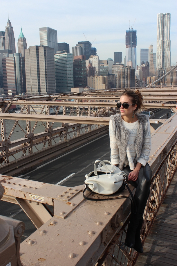 Downtown Manhattan from the Brooklyn Bridge Vogue photo shoot of Clara Alonso 