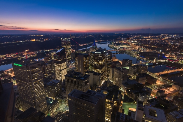 Downtown Pittsburgh at sunset 