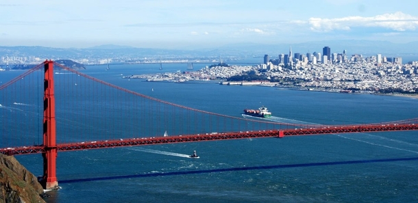 Downtown San Francisco and the Golden Gate Bridge from the Marin Headlands 