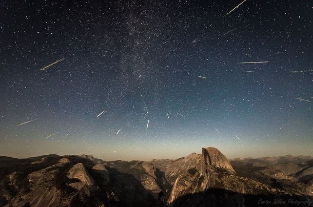 Dozens of Meteors over Half Dome Yosemite NP OC