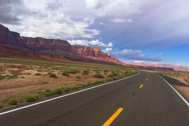 Driving by the Vermillion Cliffs in Arizona 