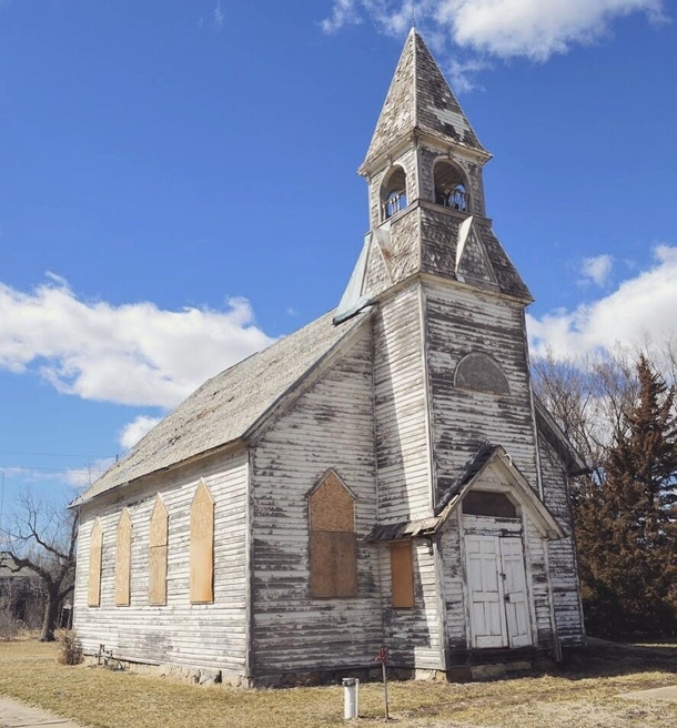 Drove for two hours just to get this shot Love this church Lost Springs KS 