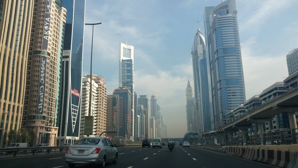 Dubai UAE looks like driving through a futuristic city 