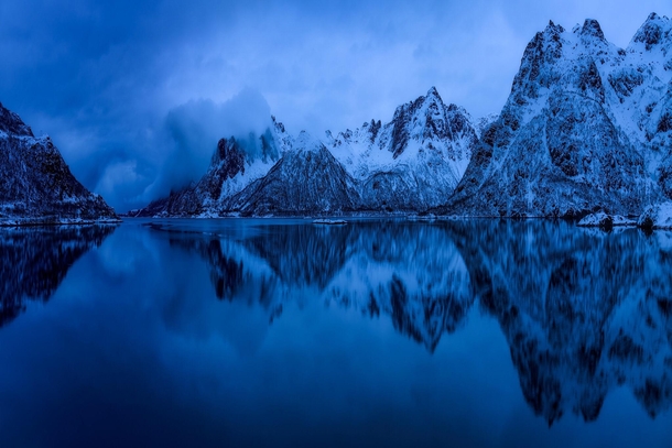 During a tranquil and moody blue hour in Lofoten Norway   IGmpxmark