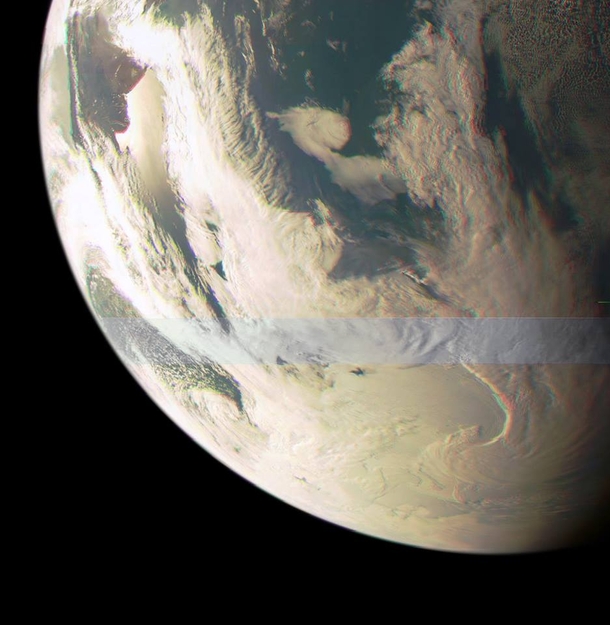 Earth from NASAs Juno spacecraft as it does a fly by to get a gravitational power-boost en route to Jupiter 