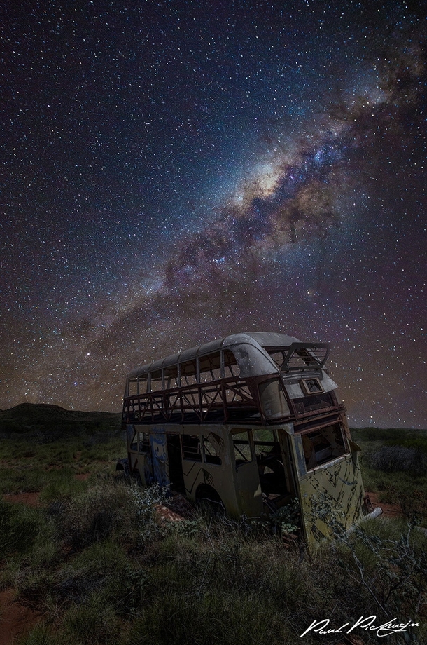 End of the line for this bus under the Milky Way in the Pilbara Region Western Australia  by Paul Pichugin
