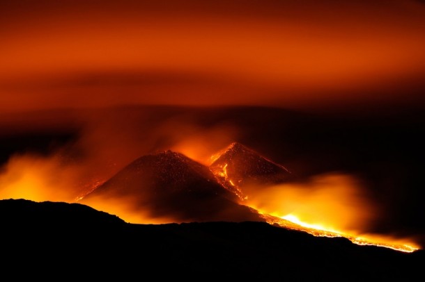 Eruption on Mount Etna Sicily Italy 