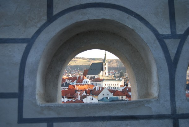 esk Krumlov Czech Republic - View of the city from the castle prospects 