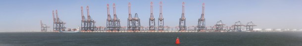 Euromax Container Terminal and some tiny ships Port of Rotterdam 