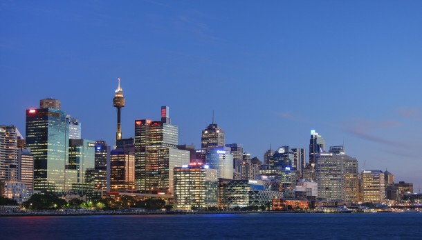 Evening view of Sydney Australia 