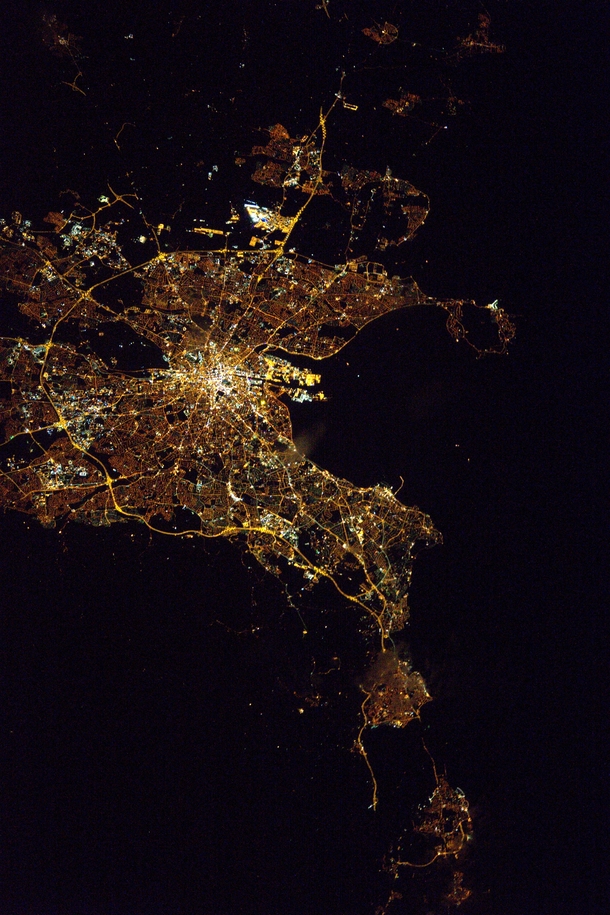 Expedition  Commander Shane Kimbrough of NASA shared this nighttime image of Dublin on March   