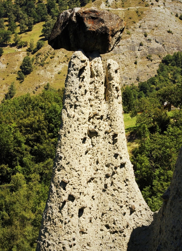 Fairy chimney rock formation part of Pyramides dEuseigne Val dHrens Switzerland 