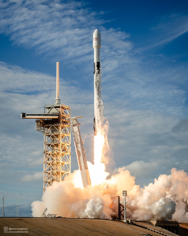 Falcon  lifts off with the Eshail- satellite from Kennedy Space Centers Launch Complex A 