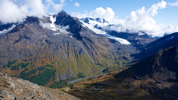 Fall tundra colors and bare glaciers in Chugach State Park Alaska x 