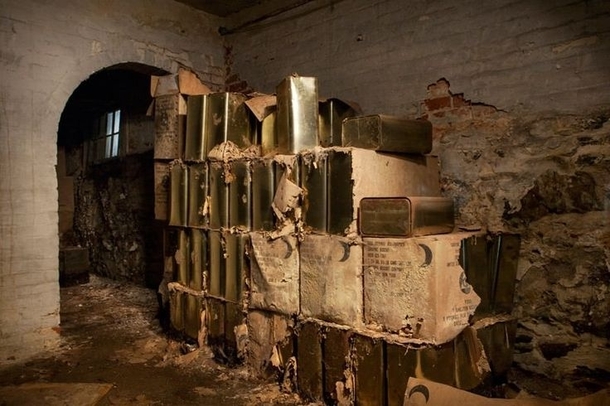 Fallout shelter supplies sitting beneath Taunton State Hospital 