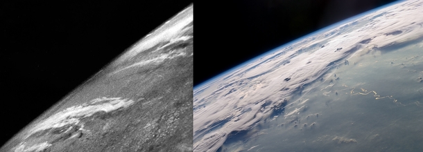 First ever image of earth taken from space left  vs Current image right Credit NASA