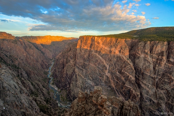 First light on the Painted Wall in Black Canyon of the Gunnison National Park Colorado 