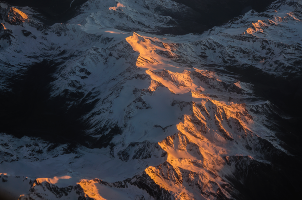 First sunlight over the Alps 