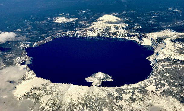 Flying over Crater Lake on my way up the West Coast 