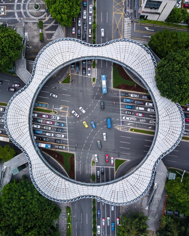 Footbridge over intersection - Shenzhen China 
