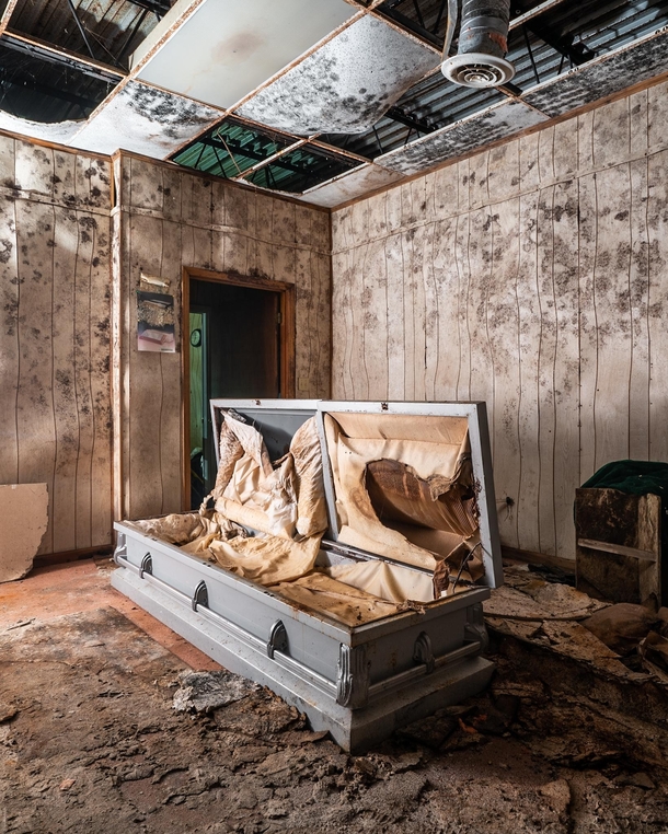 Found an open casket left behind in an abandoned funeral home 