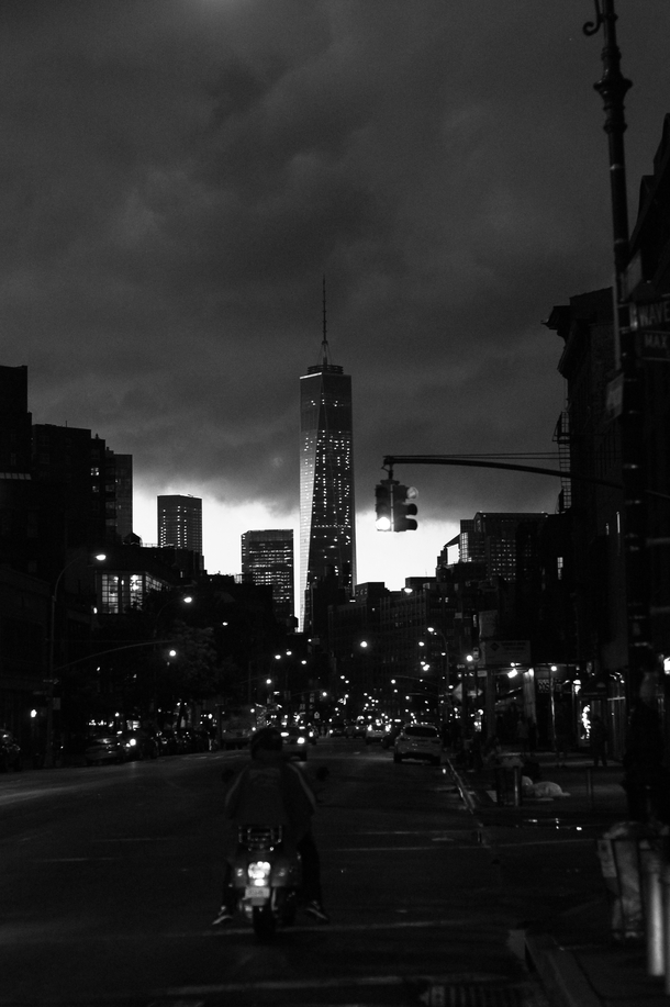 Freedom Tower from Hells Kitchen during a thunder storm 