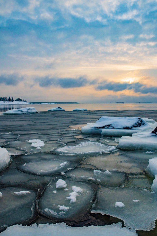 Freezing gulf of Finland in Kotka 