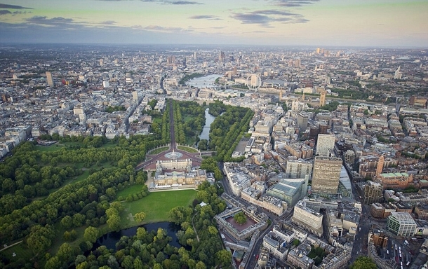 From above Buckingham Palace London 