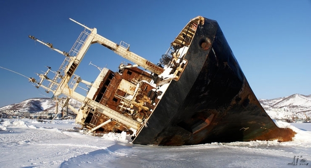 Frozen ship - Arctic Russia huge  picture album in comments 