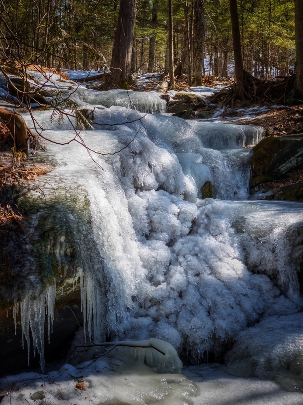 Frozen waterfall in the Lanark Highlands Ontario Canada  OC