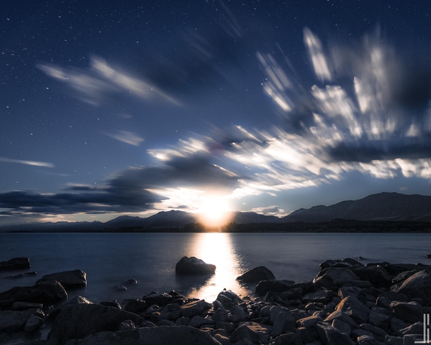 Full Moonrise over Lake Tekapo - New Zealand 