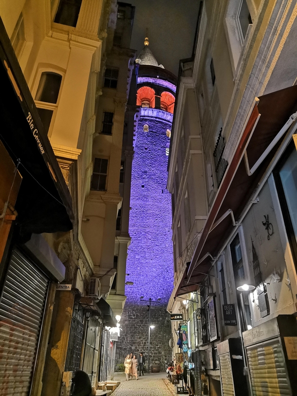 Galata Tower at night Istanbul Turkey 