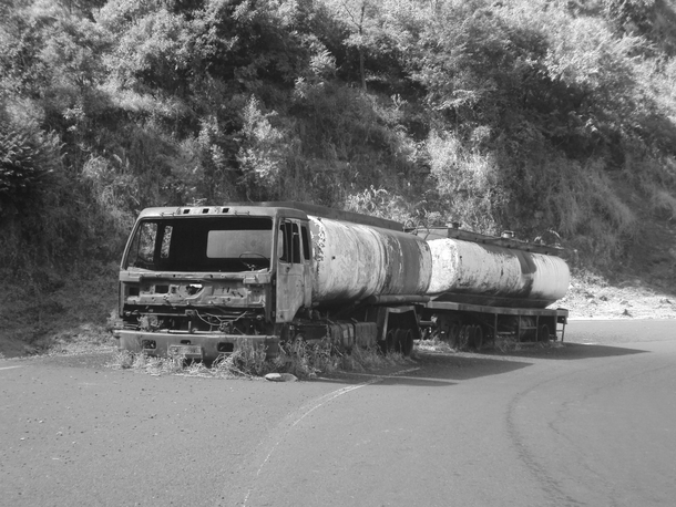 Gas truck somewhere still on the main road in Ethiopia