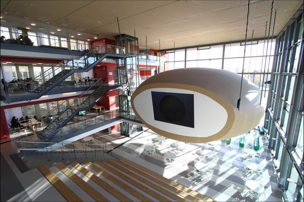 gget The egg Auditorium hanging from the roof at Karlstad University Sweden 