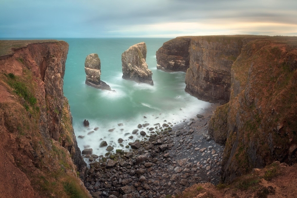 Ghosts of Dawn Stack Rocks in the Morning Pembrokeshire South Wales United Kingdom  by ansharphoto