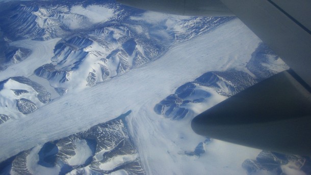 Glacial scenery from  ft above Baffin Island Canada 