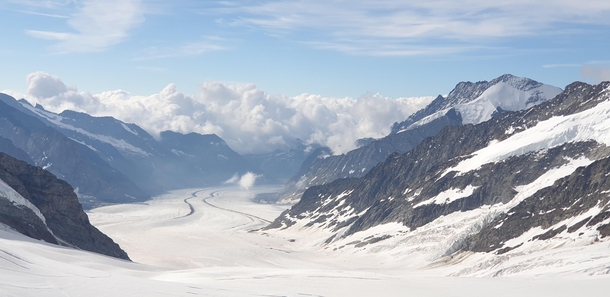Glacier on the Jungfrau Joch in Switzerland OC x